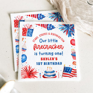 Our Little Firecracker 4th of July 1st Birthday Napkin