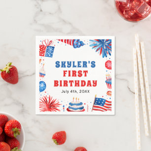 Our Little Firecracker 4th of July 1st Birthday Napkin