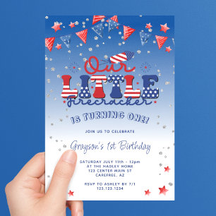 Our Little Firecracker Boy 1st Birthday Invitation