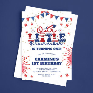Our Little Firecracker Boys 1st Birthday Invitation