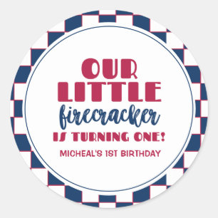 Our little firecracker is turning one birthday classic round sticker