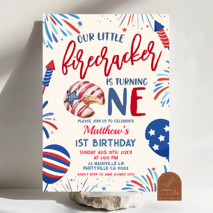 Our Little Firecracker is turning one invitat Invitation