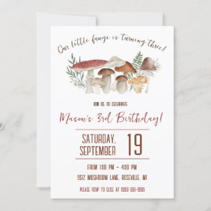 Our little Fungi, Mushroom Themed Birthday Party Invitation
