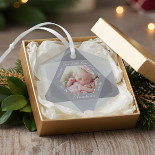 Our Little Gem April Birthstone Baby Birth Stats Glass Tree Decoration