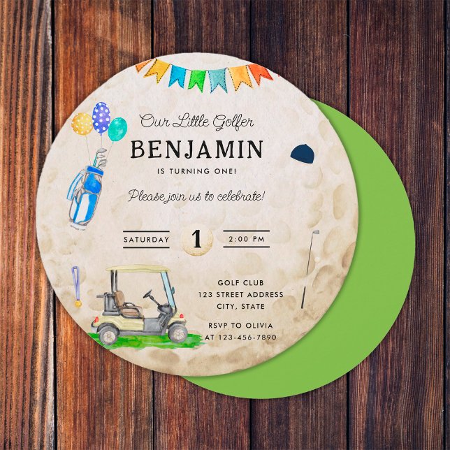 Our Little Golfer Green Golf Ball 1st Birthday (Front and Back)