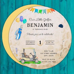 Our Little Golfer Yellow Golf Ball 1st Birthday