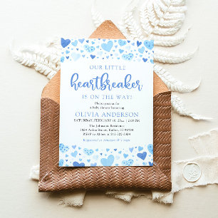 Our Little Heartbreaker Blue Valentine Baby Shower Invitation