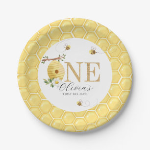 Our Little Honey Bee 1st Bee-Day Birthday Paper Plate