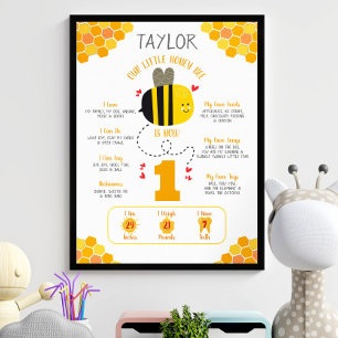 Our Little Honey Bee 1st Birthday Milestone Kawaii Poster