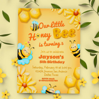 Our Little Honey Bee Birthday Invitation