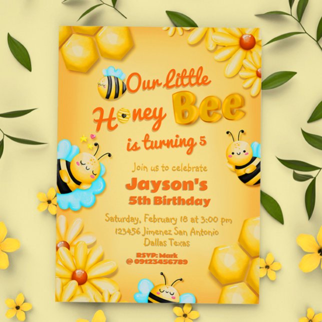 Our Little Honey Bee Birthday  Invitation (Our Little Honey Bee Birthday Invitation)