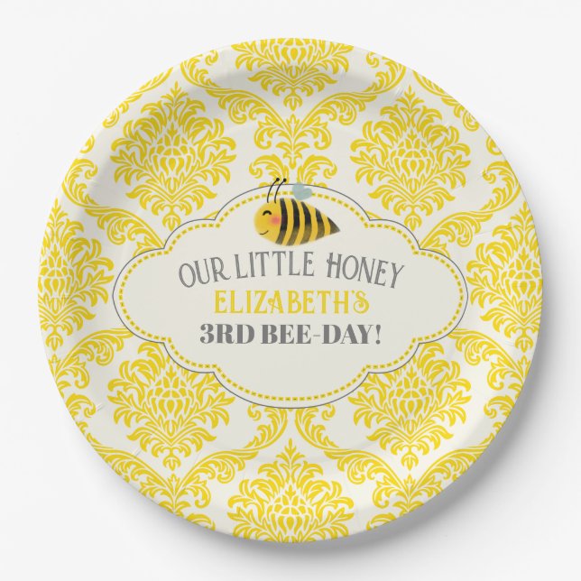 Our Little Honey Bee Birthday Paper Plates (Front)