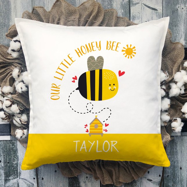 Our Little Honey Bee Cute Kawaii Baby Boy or Girl Cushion (Creator Uploaded)