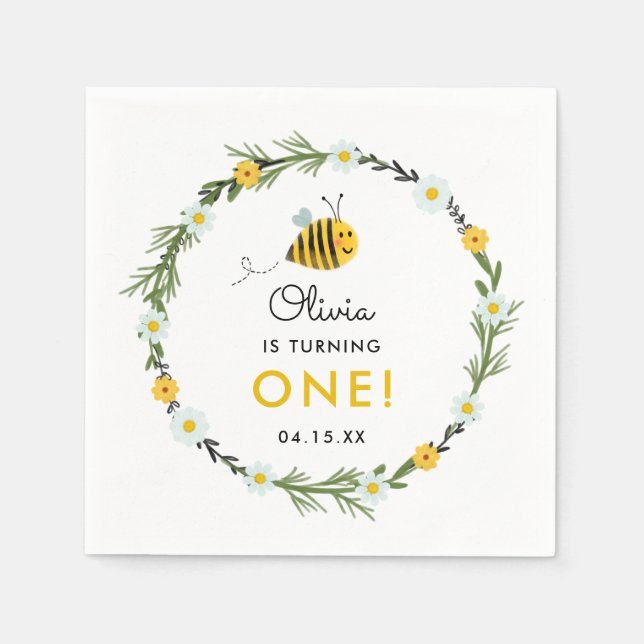 Our Little Honey Bee First Birthday Party Napkin (Front)