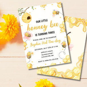 Our Little Honey Bumble Bee Floral Birthday Party Invitation