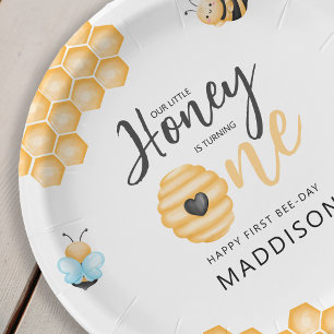 Our Little Honey   First Birthday Photo Paper Plate