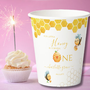 Our Little Honey is Turning One Bee-Day Paper Cups