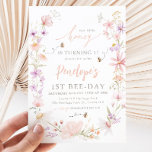 Our Little Honey Wildflower Bee Girls 1st Birthday Invitation<br><div class="desc">Our little honey is turning 1! A pretty wildflower theme for your little girls bee themed 1st birthday party! Featuring bees and pink and purple wildflower floral design with a modern script font.</div>