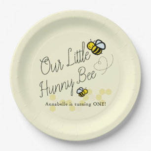 Our Little Hunny Bee Yellow Girl Birthday Paper Plate