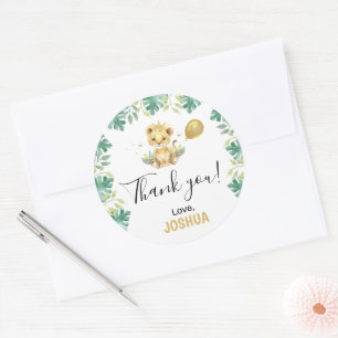 Our Little King Lion Crown Balloon 1st Birthday Classic Round Sticker