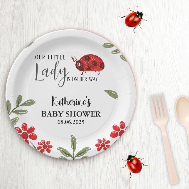 Our little lady is on her way girl baby shower  paper plate (Creator Uploaded)