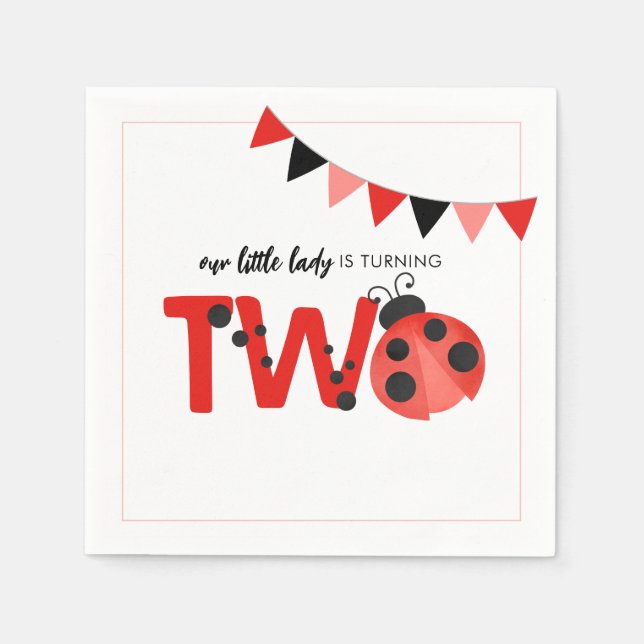 Our Little Lady is Turning Two Ladybug Napkin (Front)