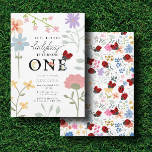Our Little Ladybug 1st First Birthday Wildflowers Invitation