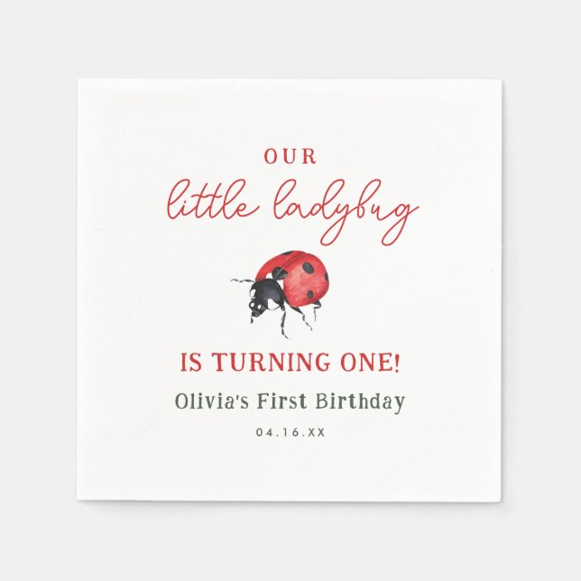 Our Little Ladybug Girl 1st Birthday Party Napkin (Front)