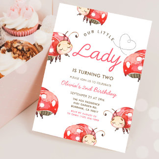 Our Little Ladybug Girl Birthday Party Invitation