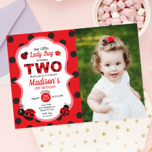 Our Little Ladybug Girl Photo 2nd Birthday Invitation
