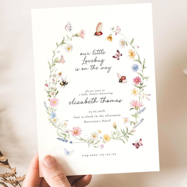 Our Little Love Bug Baby Shower Invitation Templat (Creator Uploaded)