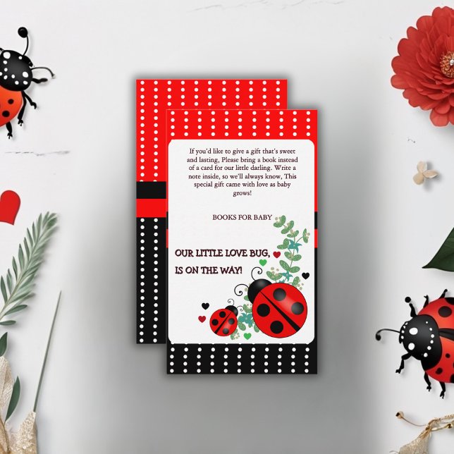 Our Little Love Bug Red Black Baby Shower Enclosure Card (Creator Uploaded)