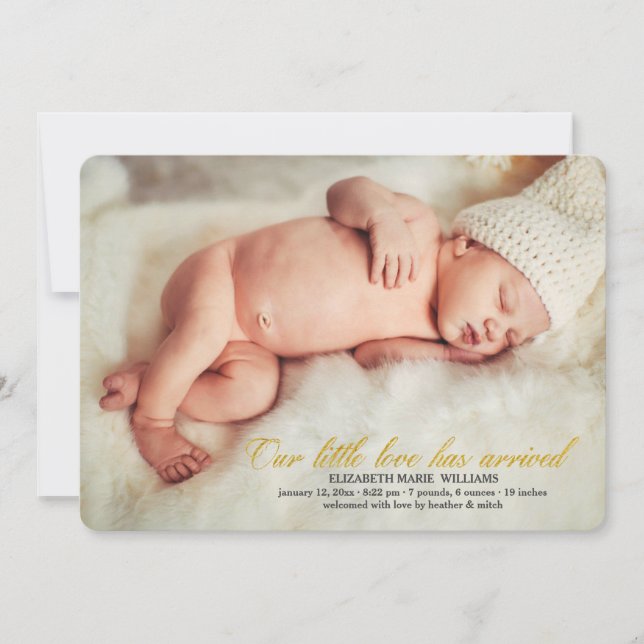 Our Little Love Has Arrived Photo Birth Announce. Announcement (Front)