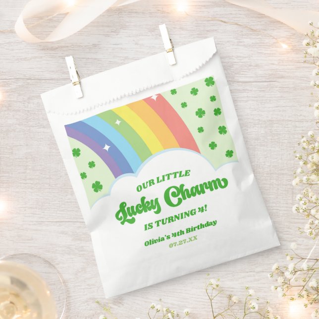 Our Little Lucky Charm Rainbow Birthday Party Favour Bag (Clipped)
