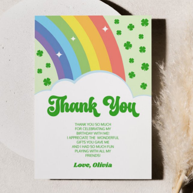 Our Little Lucky Charm Rainbow Birthday Party Thank You Card (Creator Uploaded)
