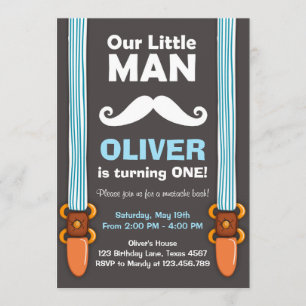 Our Little Man Birthday Invitation Boy Bow Tie