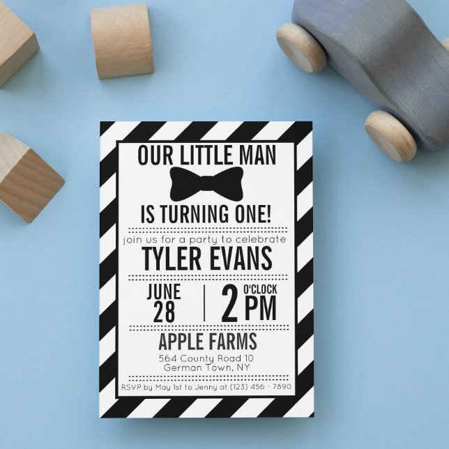 Our Little Man Bowtie Birthday Invitation (Creator Uploaded)