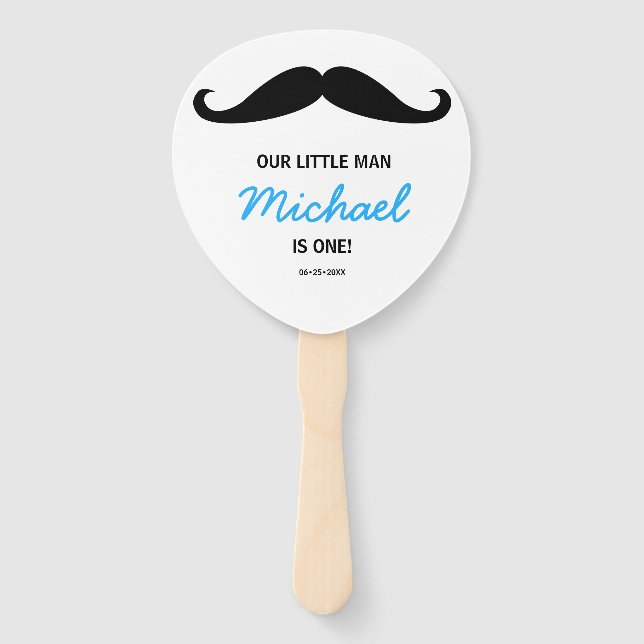 Our Little man is One Custom first birthday Hand Fan (Front)