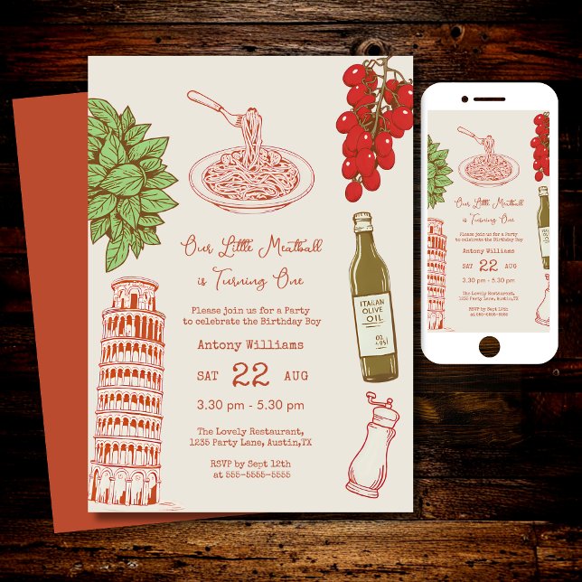 Our little meatball is turning one 1st Birthday  Invitation (Creator Uploaded)