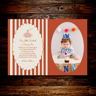 Our little meatball is turning one Birthday Photo Thank You Card