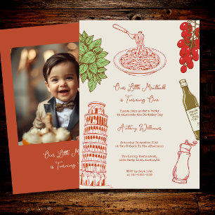 Our little meatball is turning one photo Birthday Invitation
