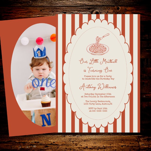 Our little meatball is turning one Photo Birthday  Invitation (Creator Uploaded)