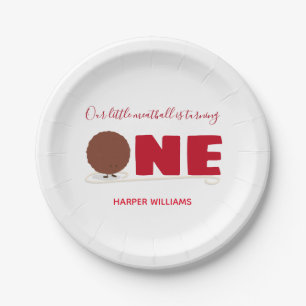 Our Little Meatball Turning One First Birthday Paper Plate