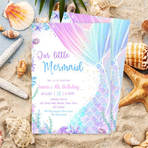 Our Little Mermaid 4th Birthday Mermaid Party Invitation