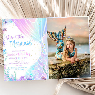 Our Little Mermaid 4th Birthday Mermaid Party  Invitation