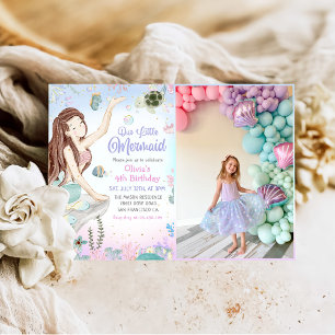 Our Little Mermaid 4th Birthday Party Photo Invitation