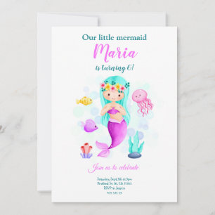 Our Little Mermaid Ocean Girl Birthday Invitation 