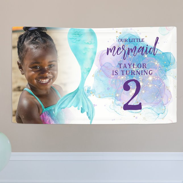 Our Little Mermaid Photo Birthday Party Banner (Creator Uploaded)