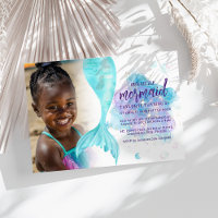 Our Little Mermaid Photo Birthday Party Invitation