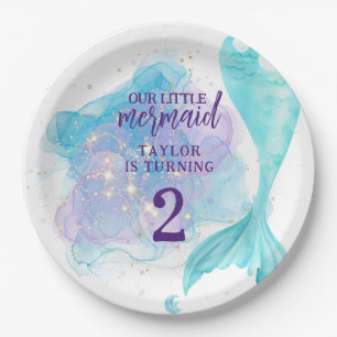 Our Little Mermaid Photo Birthday Party Paper Plate